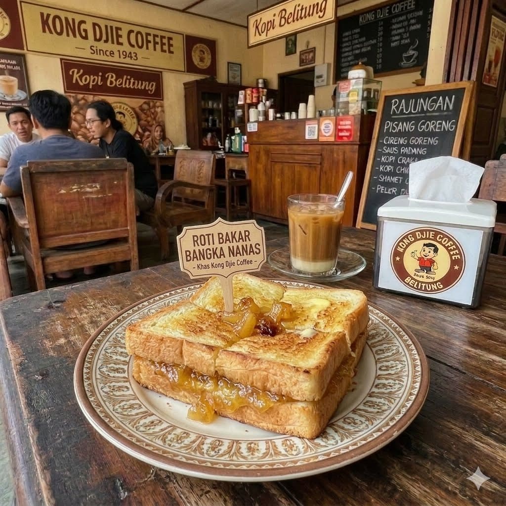 Roti Bakar Bangka Nanas Kedai Kopi Kong Djie